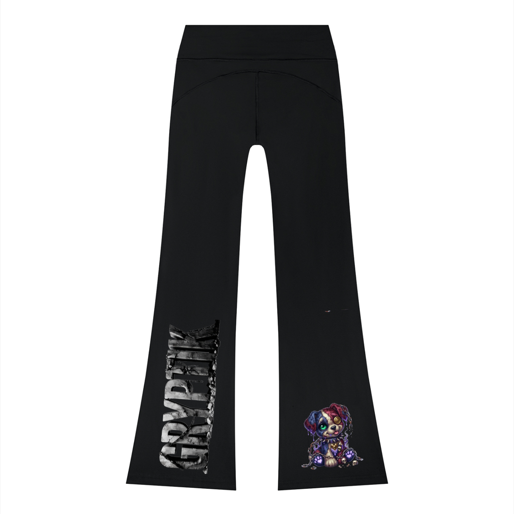 Women’s Gryptik Stitch Puppy (Purple) Flared Drawstring Yoga Pants