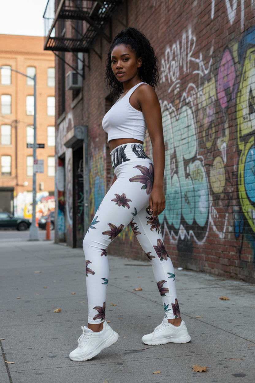 Gryptik Crowned Skull High-Waist Floral Dragonfly Yoga Leggings