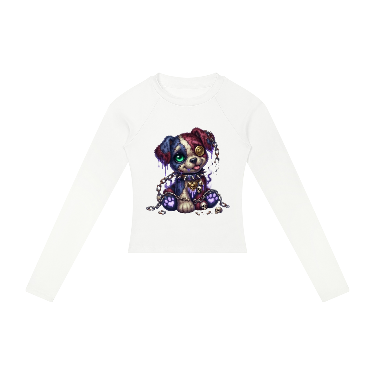 Gryptik Stitch Puppy (Purple) Slim Raglan Long Sleeve T-Shirt