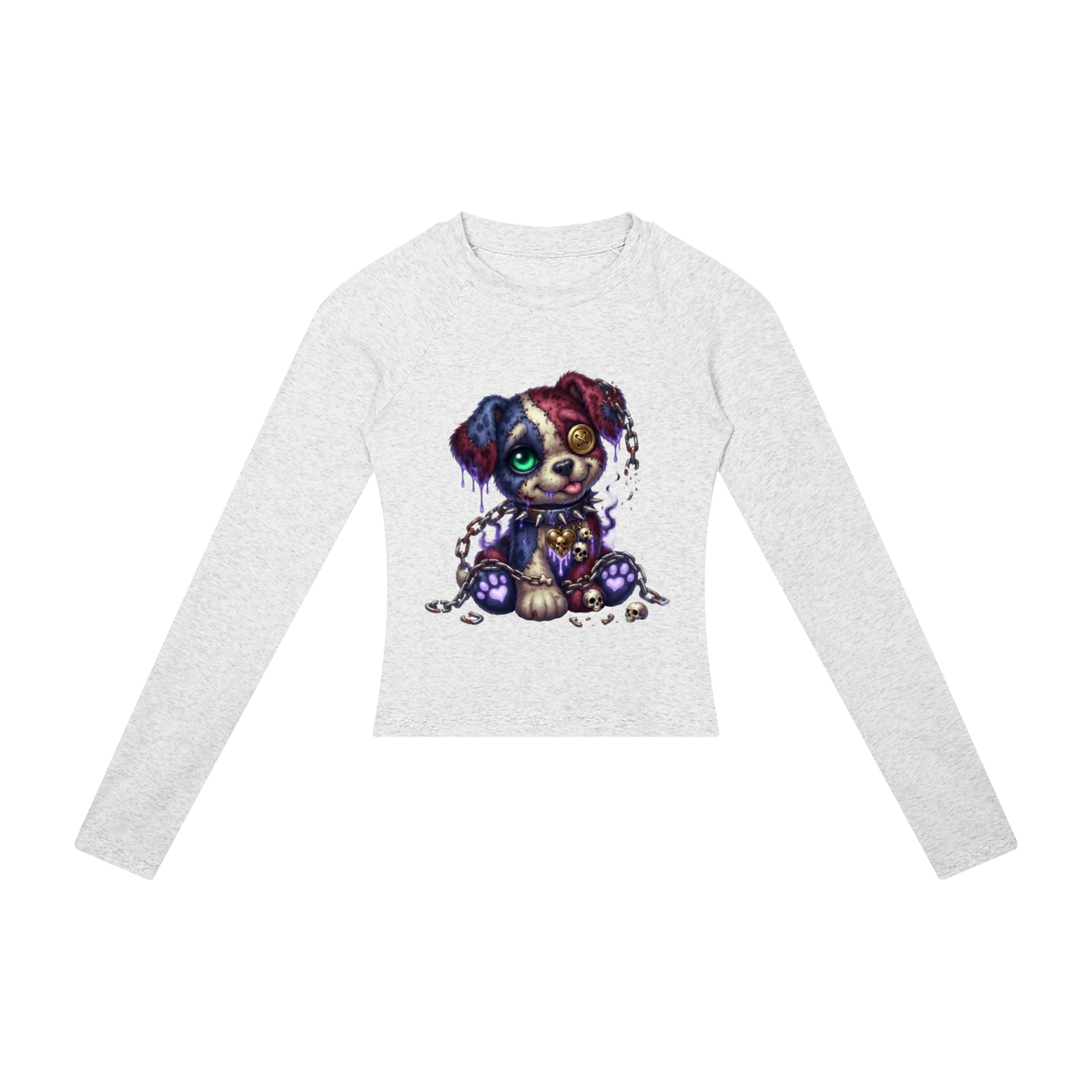 Gryptik Stitch Puppy (Purple) Slim Raglan Long Sleeve T-Shirt