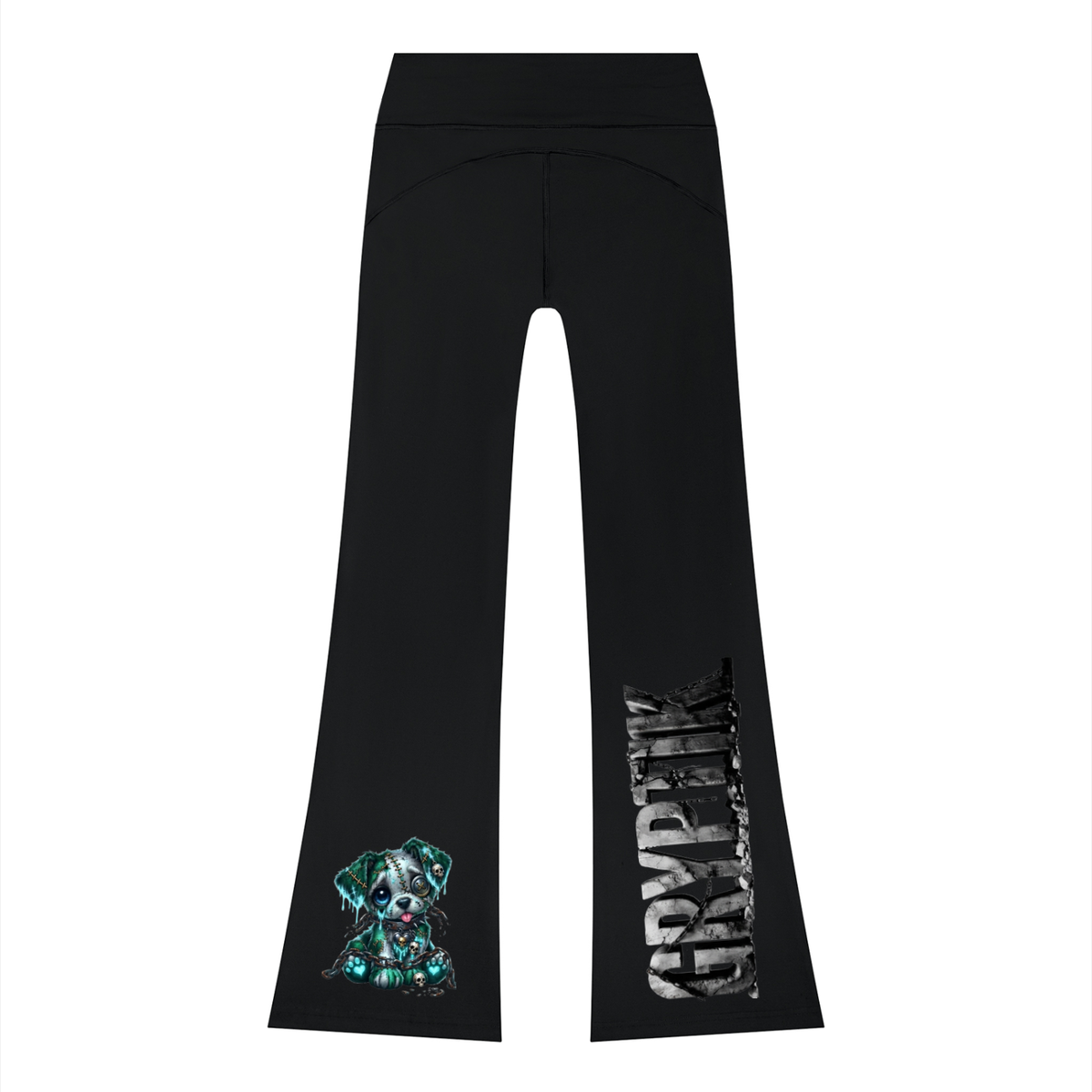 Women’s Gryptik Stitch Puppy (Teal) Flared Drawstring Yoga Pants