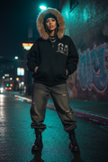Sun Fade Boxy Detachable Fur Hoodie