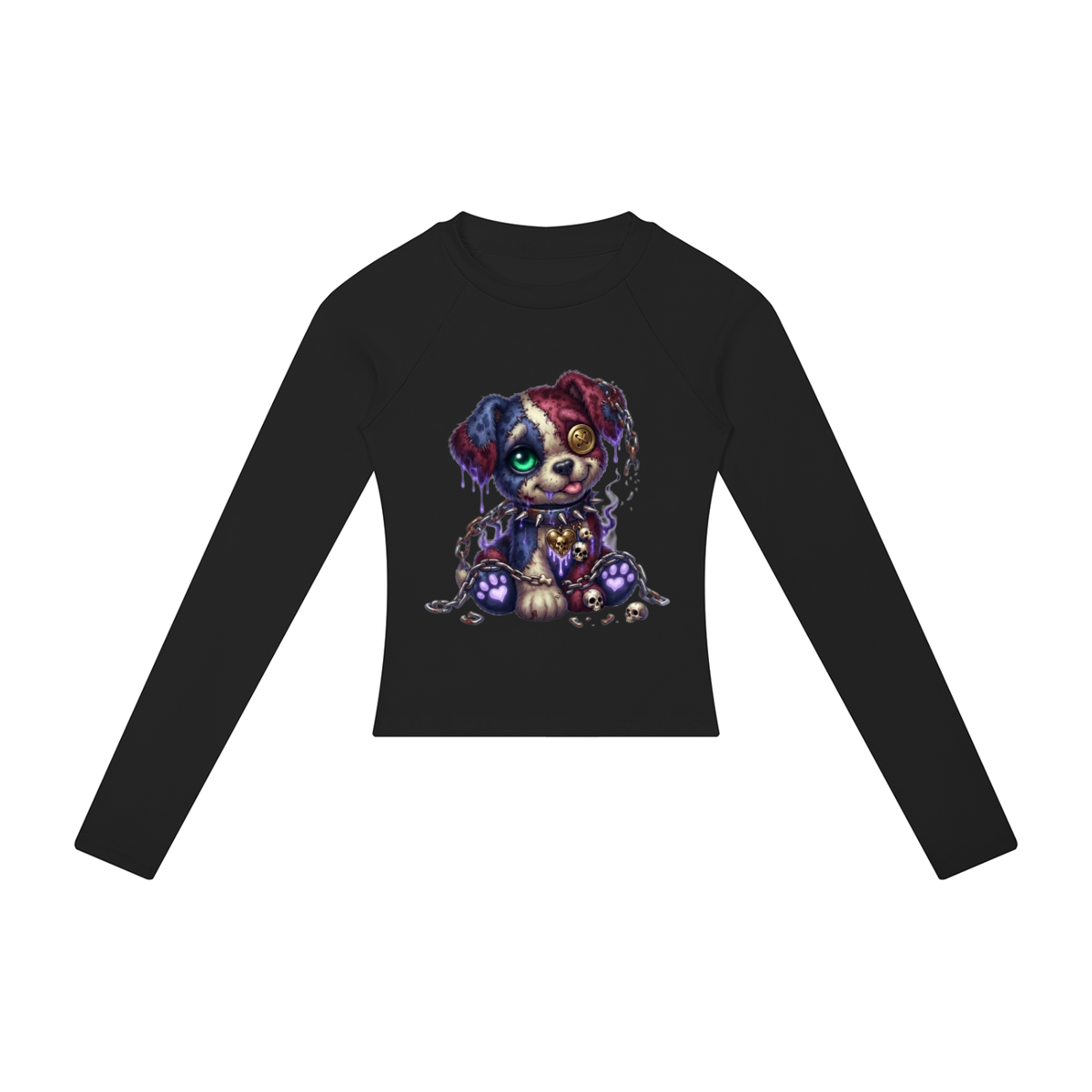 Gryptik Stitch Puppy (Purple) Slim Raglan Long Sleeve T-Shirt