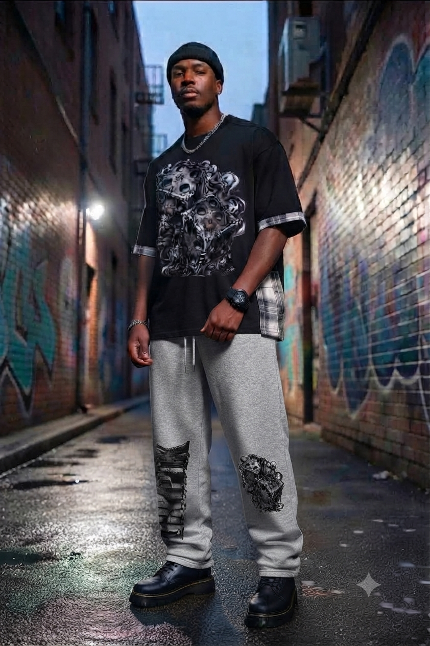 Unisex Plaid Paneled T-Shirt