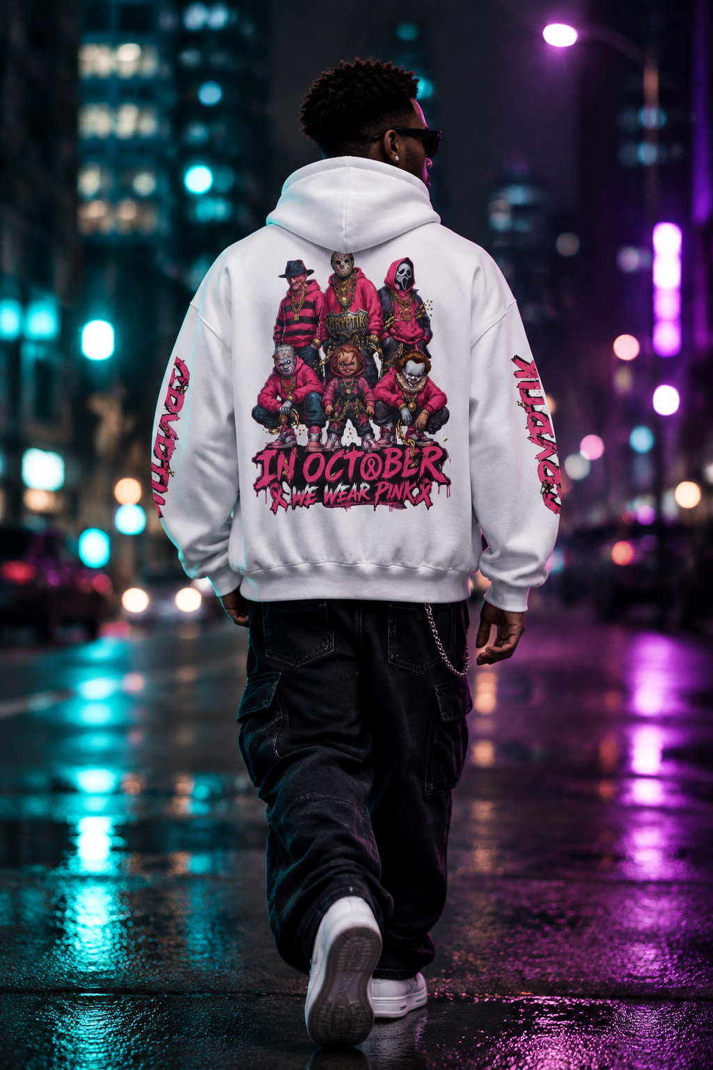 Gryptik Unisex Breast Cancer Awareness Halloween Hoodie