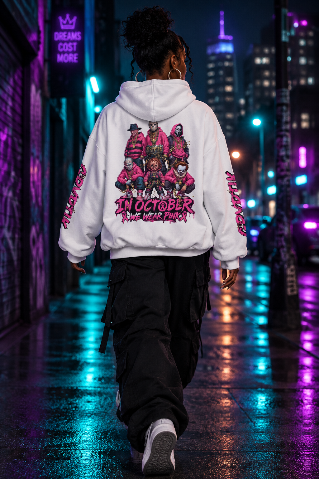 Gryptik Unisex Breast Cancer Awareness Halloween Hoodie
