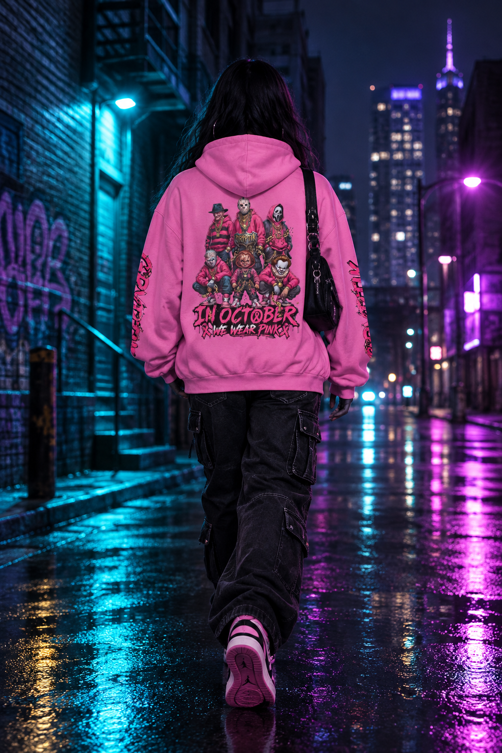 Gryptik Unisex Breast Cancer Awareness Halloween Hoodie