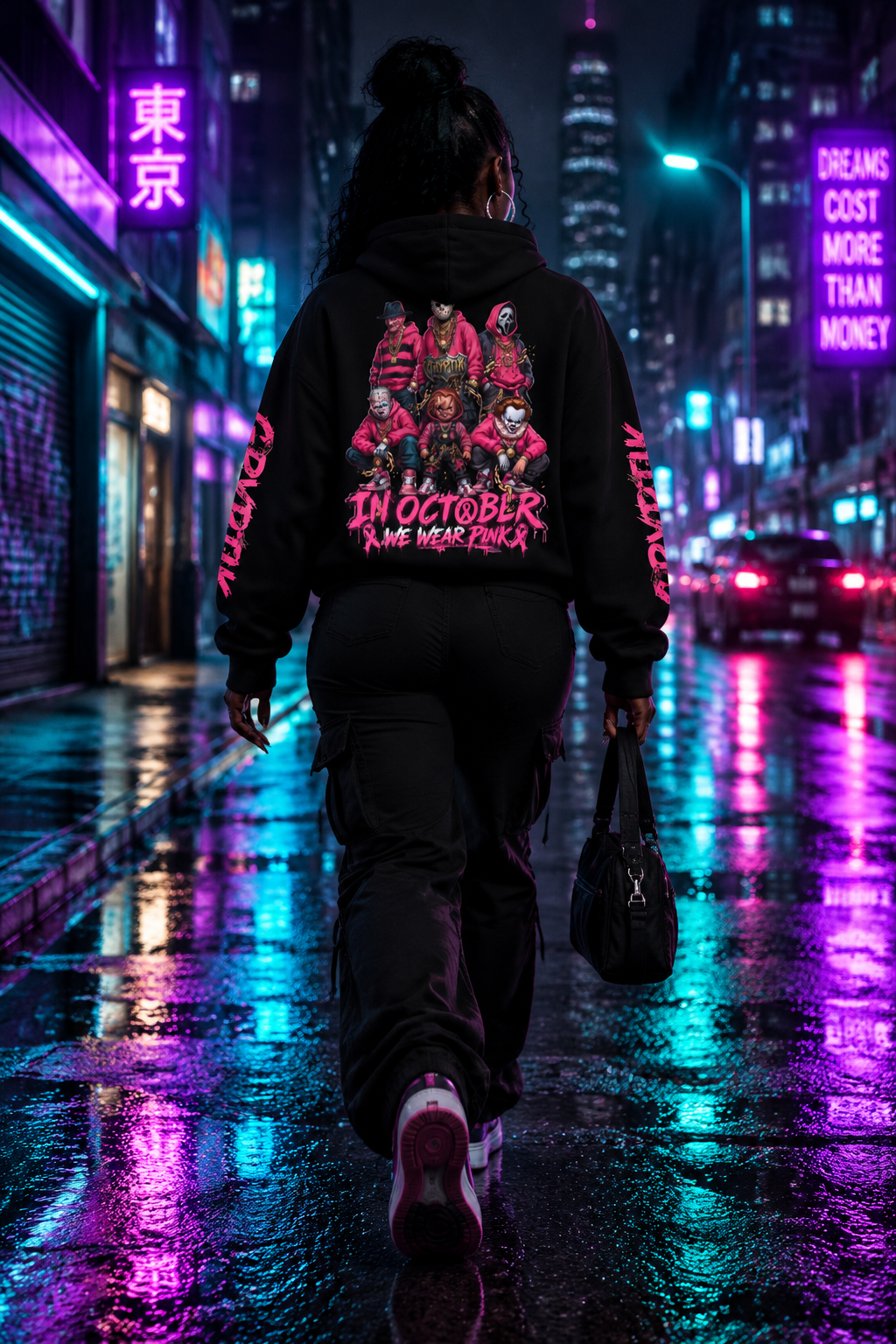 Gryptik Unisex Breast Cancer Awareness Halloween Hoodie